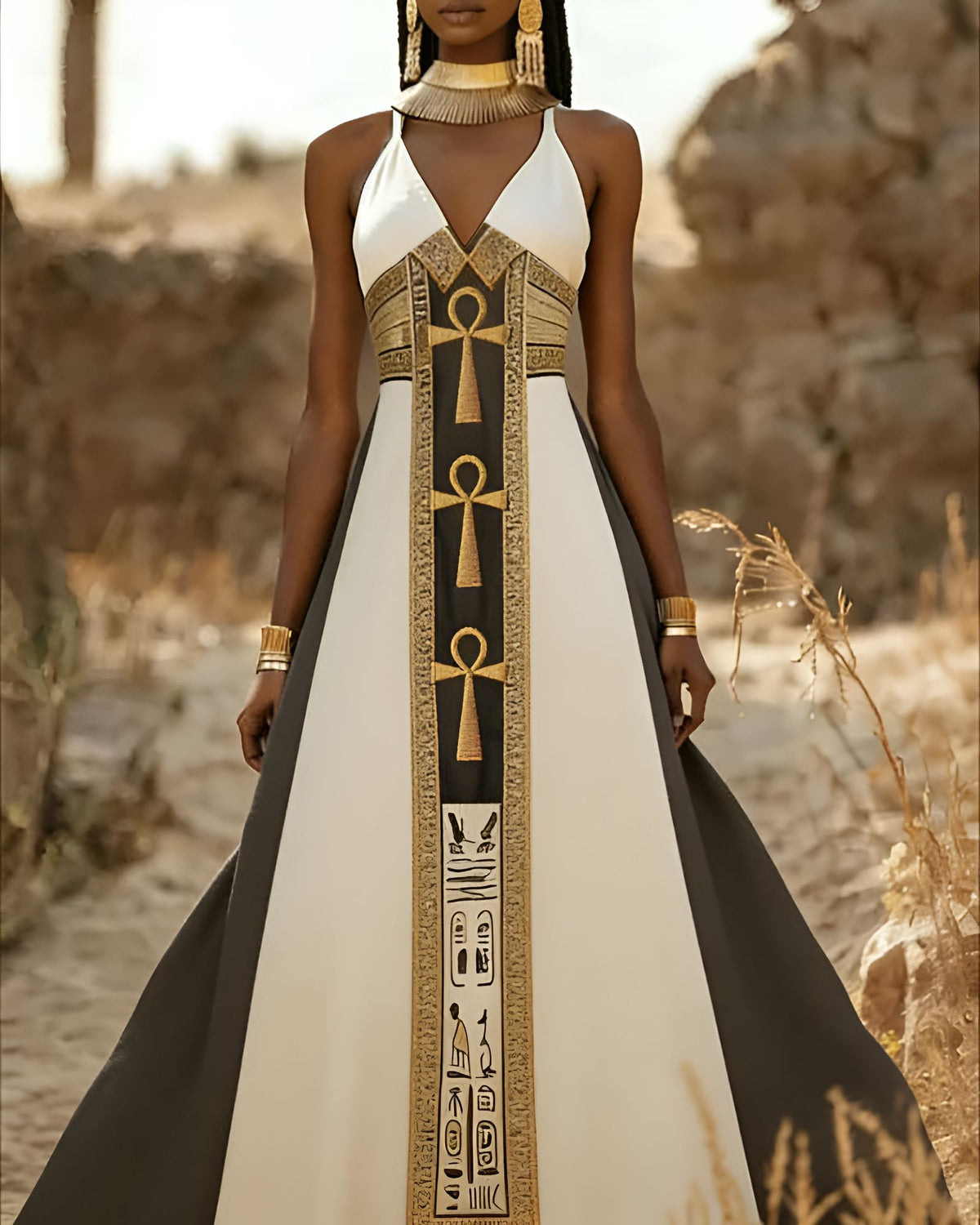 Ancient Egyptian Totem Cross Maxi Dress