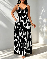 Geometric Print Pocket Maxi Dress