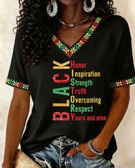 Juneteenth 1865  Black History Culture Print V-neck Short Sleeve Tshirt