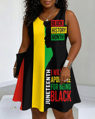 Juneteenth Black Women Round Neck Sleeveless Mini Casual Dress
