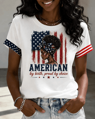 Melanin USA Flag Sublimation Crew Neck Short Sleeve Tshirt