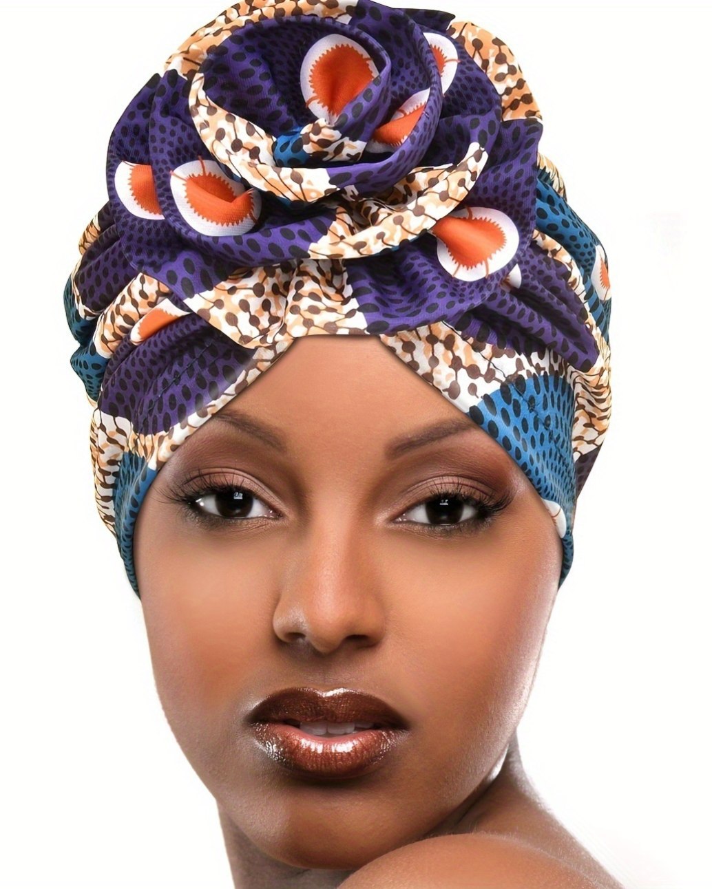 Stretch Women's Big Flower Crush Stretch Turban Hat Muslim Turban Hair Hat