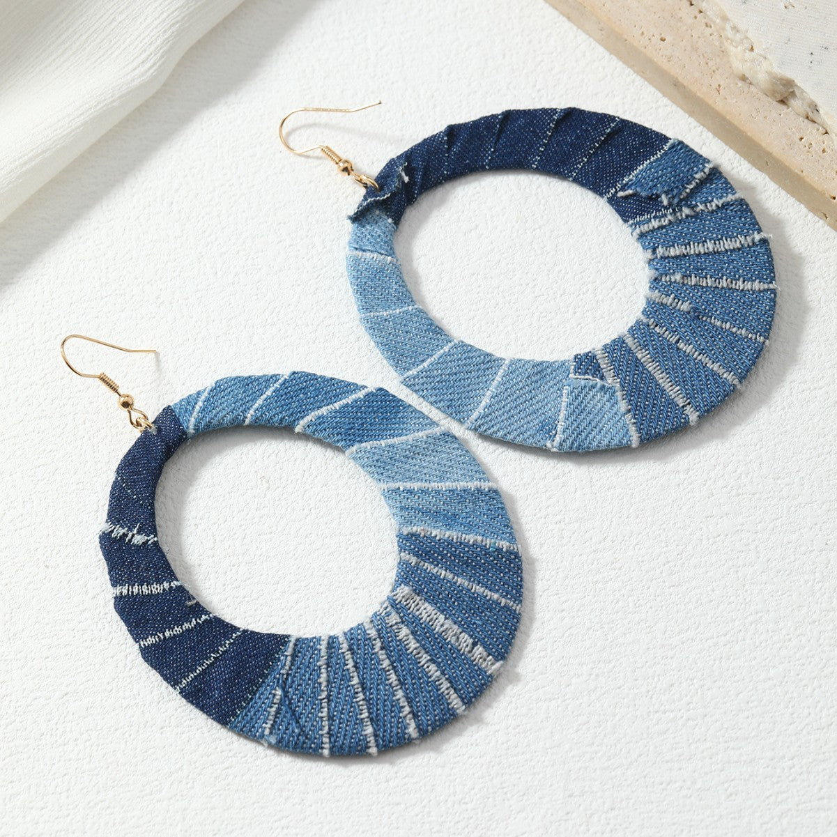 Denim Ombre Large Dangle Earrings