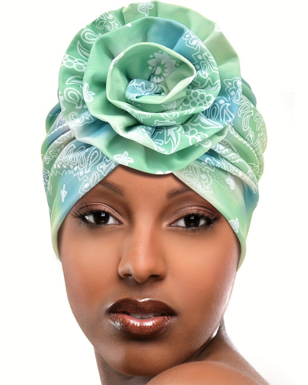 Stretch Women's Big Flower Crush Stretch Turban Hat Muslim Turban Hair Hat