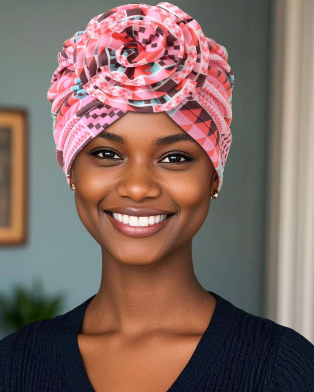 Stretch Women's Big Flower Crush Stretch Turban Hat Muslim Turban Hair Hat
