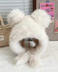 Thick Warm Winter Bear Plush Ear Flap Hat