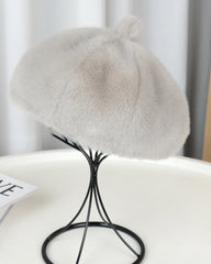 Pumpkin Beret Casual Faux Fur Straw Hat