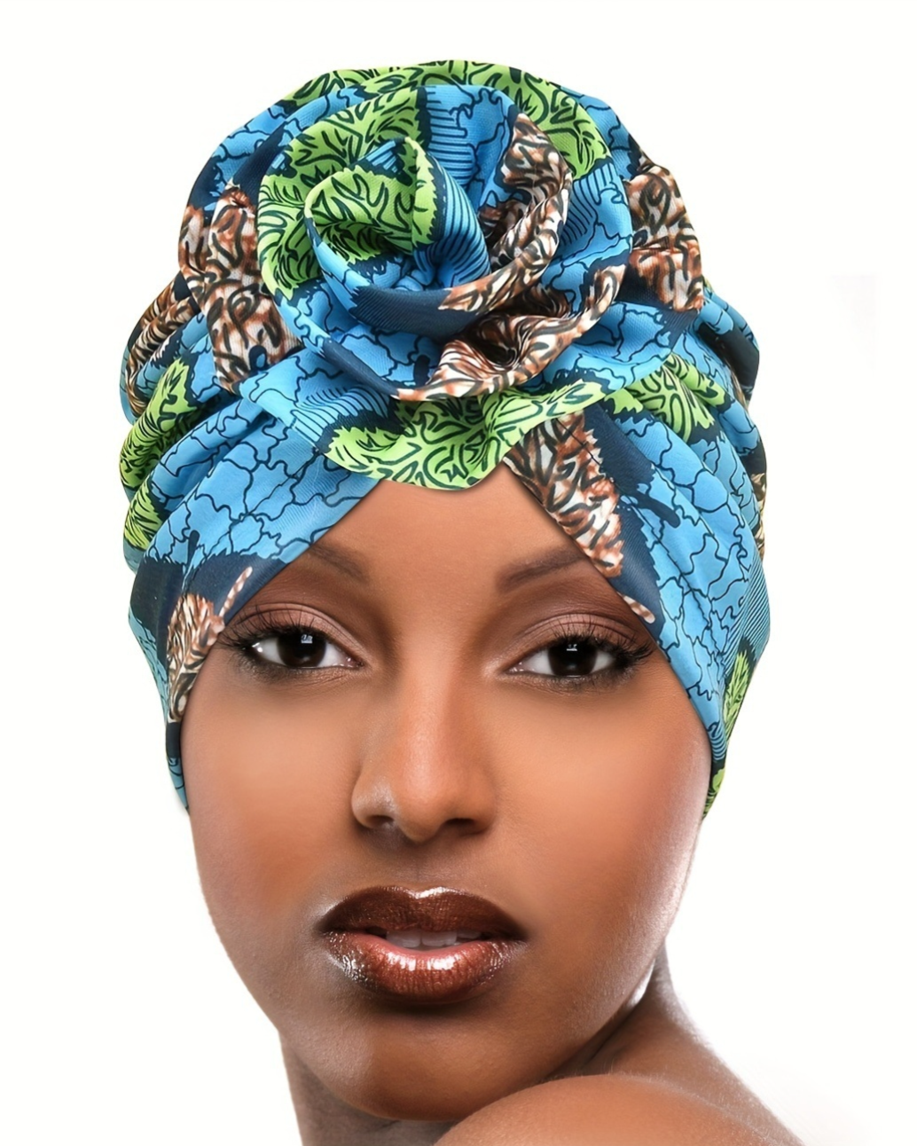Stretch Women's Big Flower Crush Stretch Turban Hat Muslim Turban Hair Hat