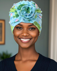 Stretch Women's Big Flower Crush Stretch Turban Hat Muslim Turban Hair Hat
