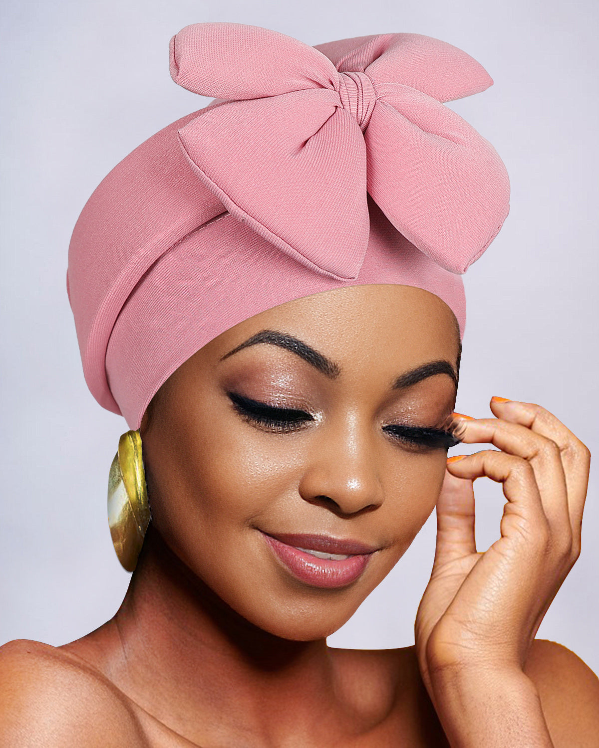 Solid Color Large Bow Turban Hat