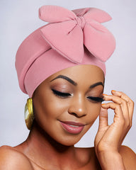 Solid Color Large Bow Turban Hat
