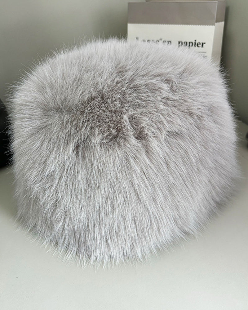 Faux Fox Fur Thickened Thermal Beanie Hat