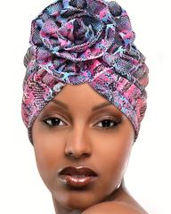 Stretch Women's Big Flower Crush Stretch Turban Hat Muslim Turban Hair Hat