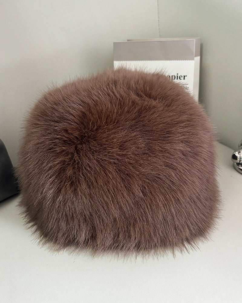 Faux Fox Fur Thickened Thermal Beanie Hat