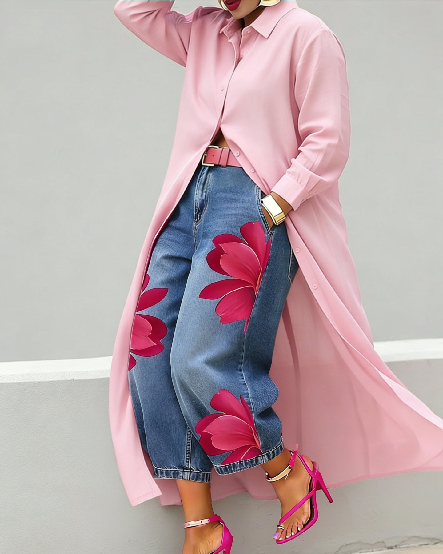 Fashion Elegant Button Lapel Irregular Long Shirt Dress