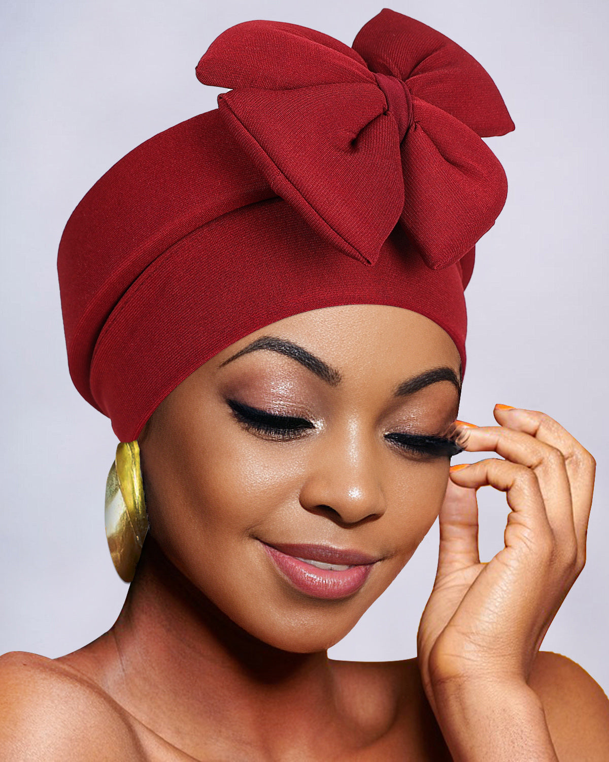 Solid Color Large Bow Turban Hat