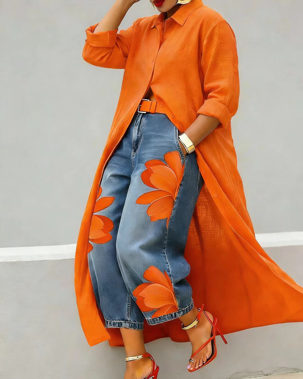 Fashion Elegant Button Lapel Irregular Long Shirt Dress