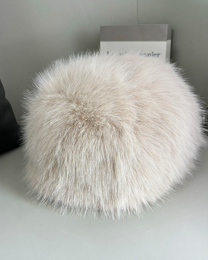 Faux Fox Fur Thickened Thermal Beanie Hat