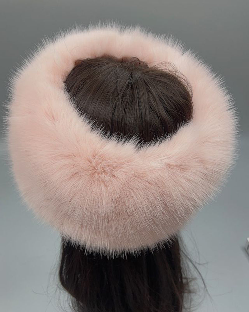 Uncapped Ring Plush Hair Band Hat Faux Fox Fur Fur Hat