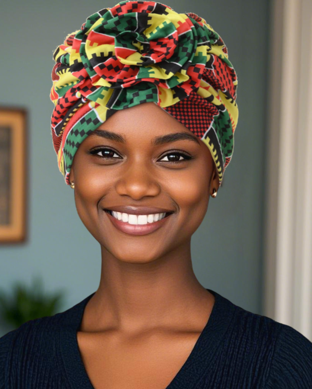 Stretch Women's Big Flower Crush Stretch Turban Hat Muslim Turban Hair Hat