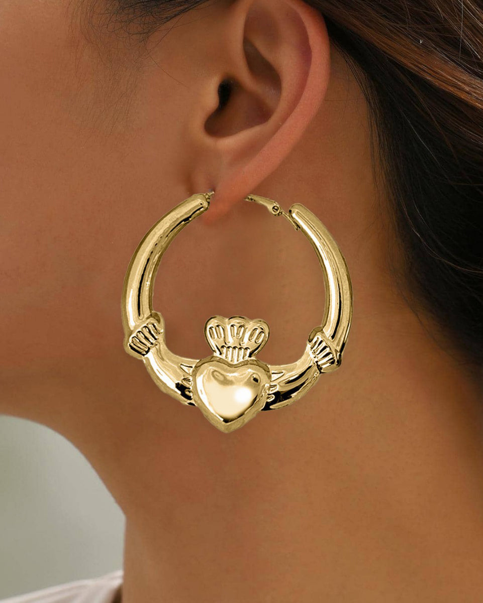Simple Heart-shaped Crown Hoop Earrings