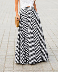 Classic Plaid High-waisted Flared Skirt