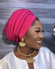 Multi-Layered Solid-Color Glossy Turban Hat