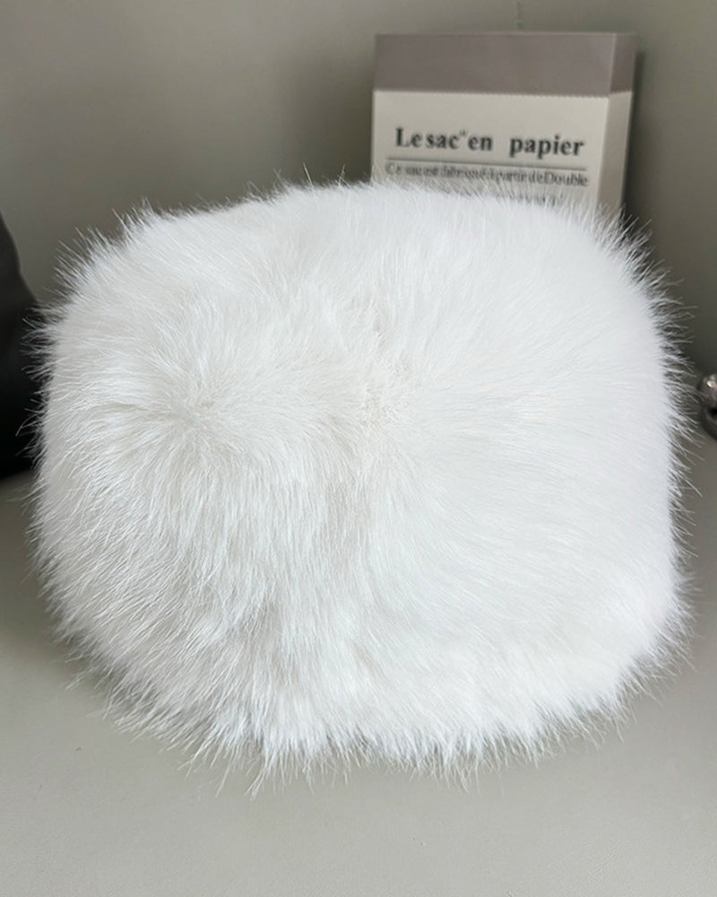 Faux Fox Fur Thickened Thermal Beanie Hat
