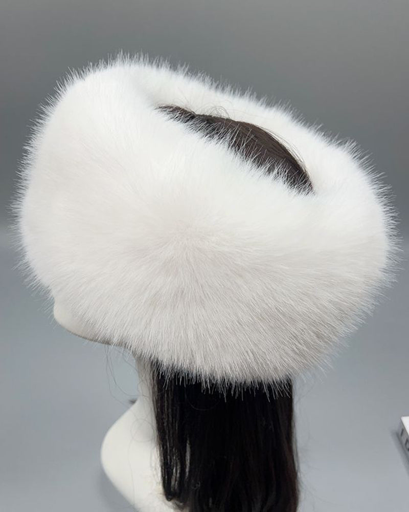 Uncapped Ring Plush Hair Band Hat Faux Fox Fur Fur Hat