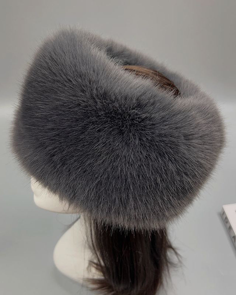 Uncapped Ring Plush Hair Band Hat Faux Fox Fur Fur Hat