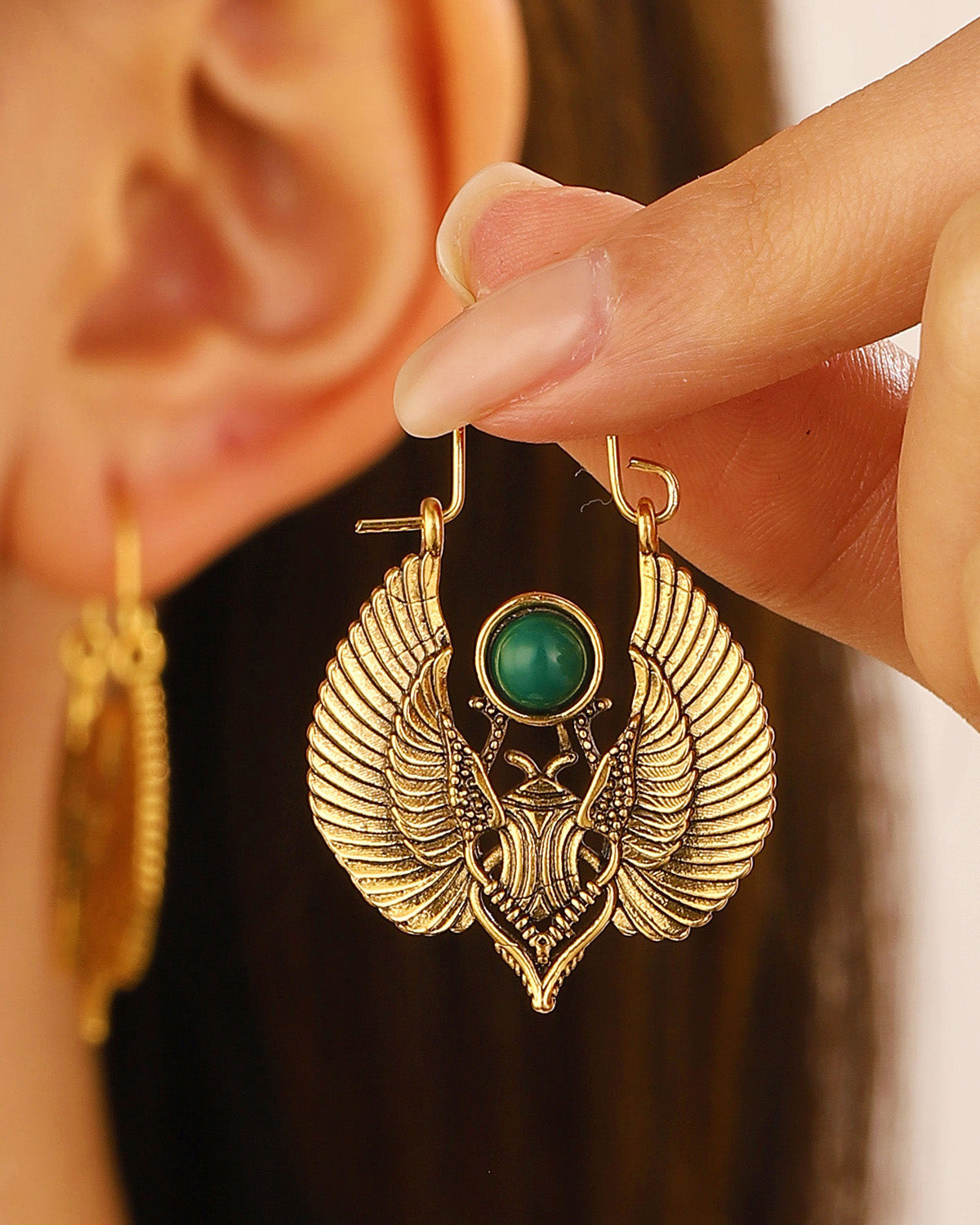 Vintage Egyptian-inspired Sacred Wing Earrings