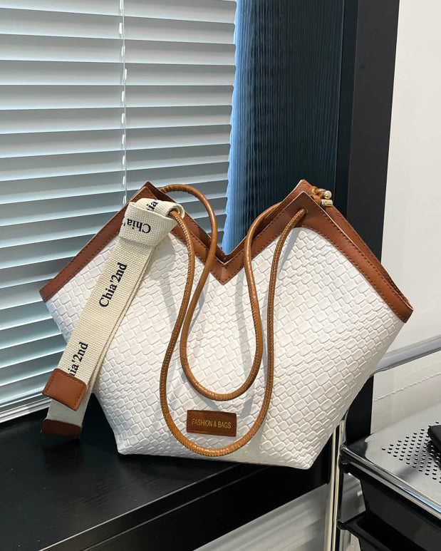 Vintage Large-Capacity Irregular Leather Tote Bag