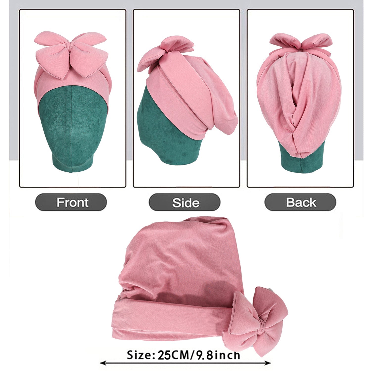 Solid Color Large Bow Turban Hat