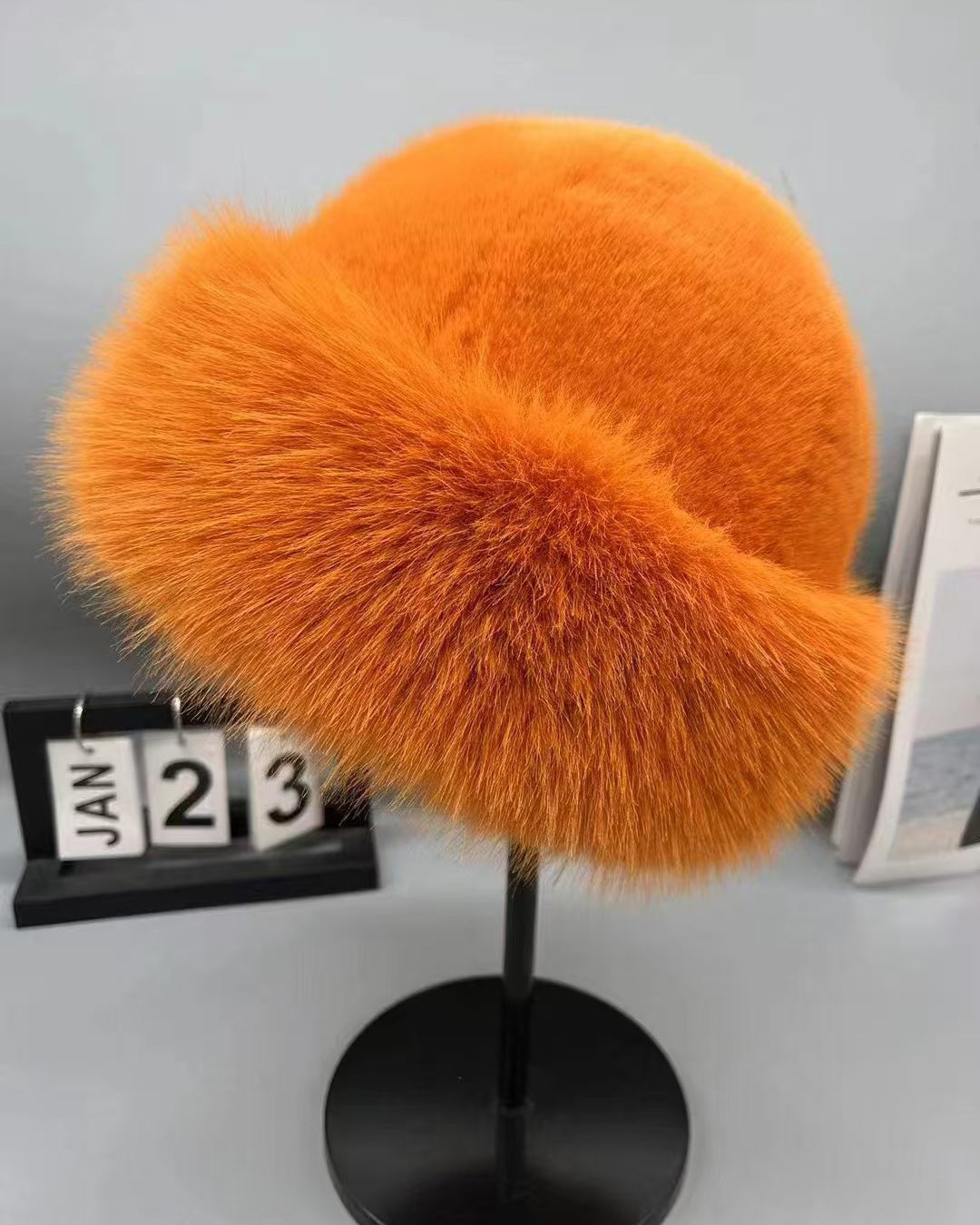 Oversized Fluffy Faux Fur Pompom Hat Warm And Luxurious For Winter