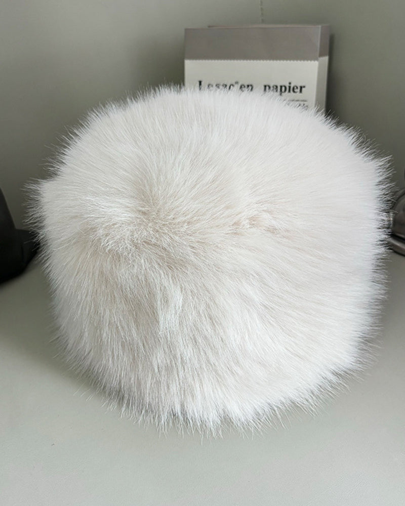 Faux Fox Fur Thickened Thermal Beanie Hat