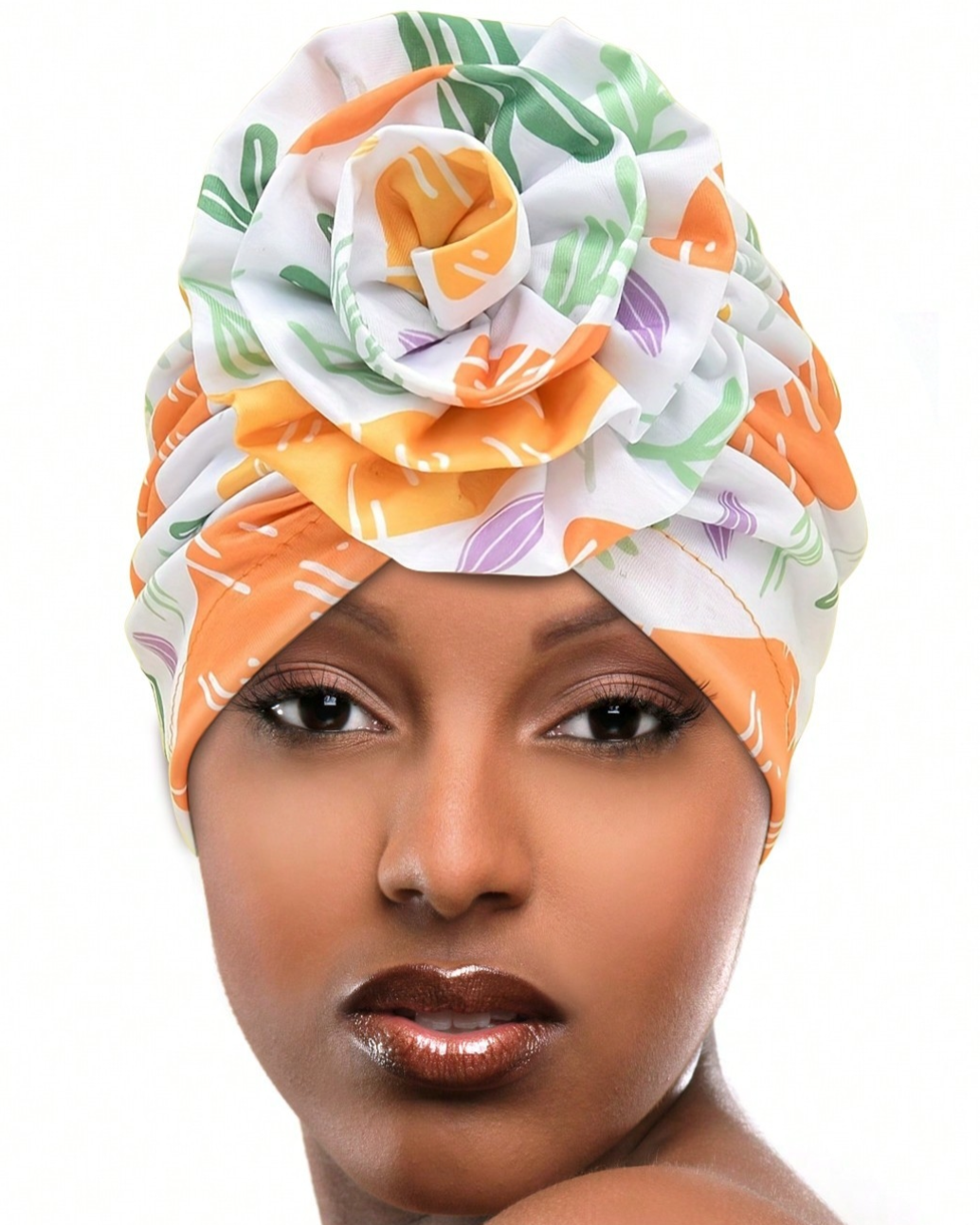 Stretch Women's Big Flower Crush Stretch Turban Hat Muslim Turban Hair Hat