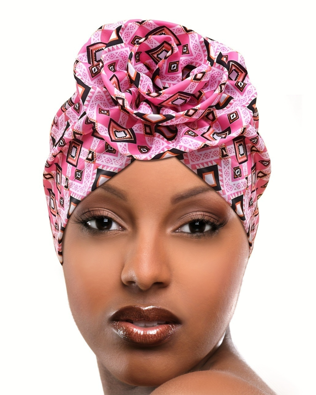 Stretch Women's Big Flower Crush Stretch Turban Hat Muslim Turban Hair Hat