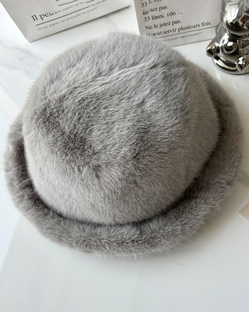 Faux Mink Fur Thickened Cold-proof Bucket Hat