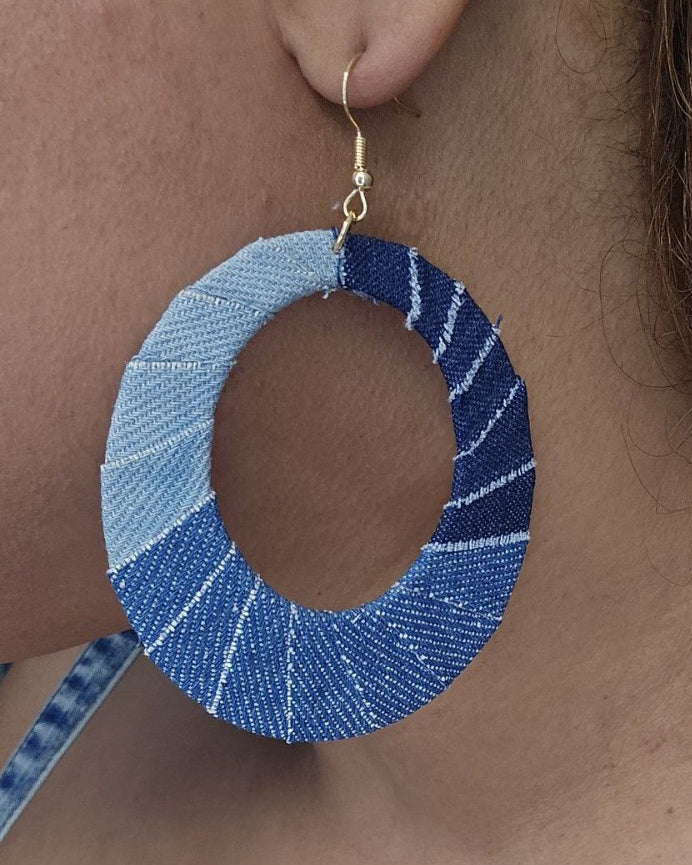 Denim Ombre Large Dangle Earrings