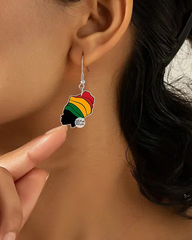 1pair Black African female avatar Acrylic Earrings for Women s, Black Unity Festive Jewelry Colorful Drop Hoop Earrings Party Jewelry Christmas Gifts Happy New Year Gifts,