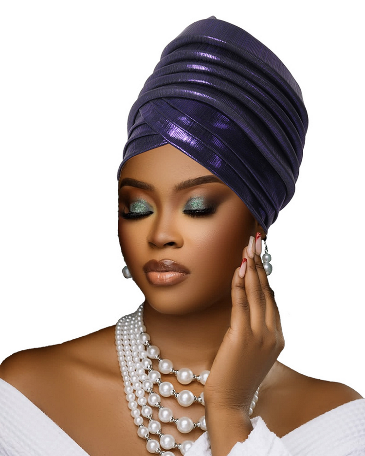 Multi-Layered Solid-Color Glossy Turban Hat