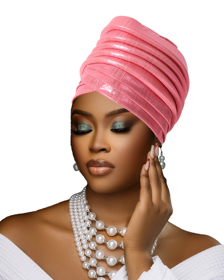 Multi-Layered Solid-Color Glossy Turban Hat