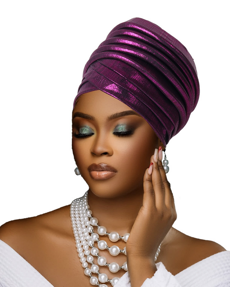 Multi-Layered Solid-Color Glossy Turban Hat
