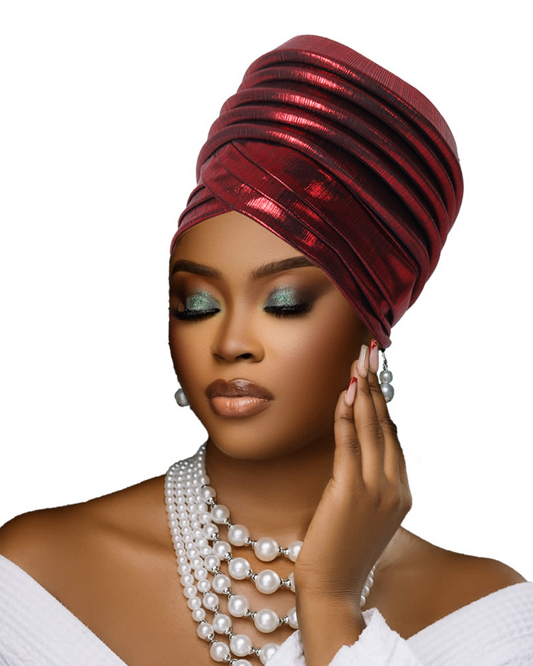 Multi-Layered Solid-Color Glossy Turban Hat
