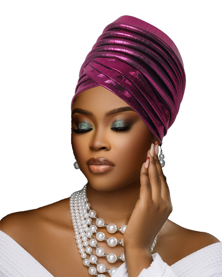 Multi-Layered Solid-Color Glossy Turban Hat