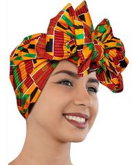African Wax Print Headwrap Hat - Multi-Way Styling