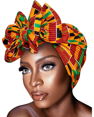 African Wax Print Headwrap Hat - Multi-Way Styling
