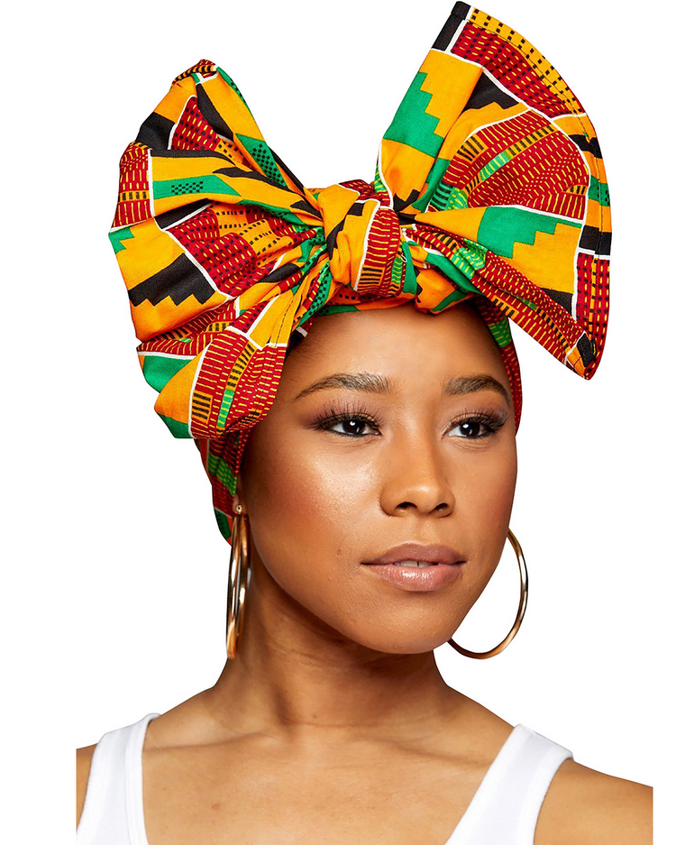 African Wax Print Headwrap Hat - Multi-Way Styling