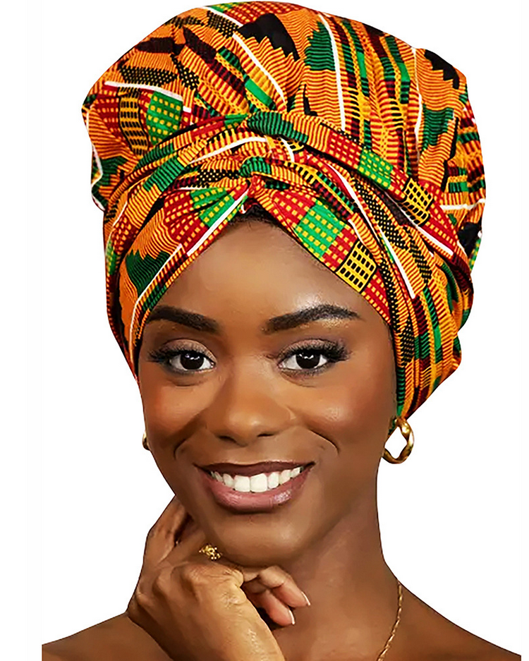 African Wax Print Headwrap Hat - Multi-Way Styling