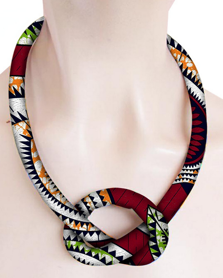 Handmade Ankara Print Cotton Cord Necklace